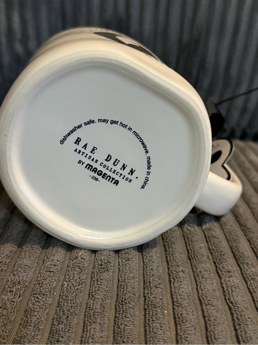 Rae Dunn Matte ‘Quote the Raven Nevermore’ Ceramic Mug in White and Black - Picture 4 of 5